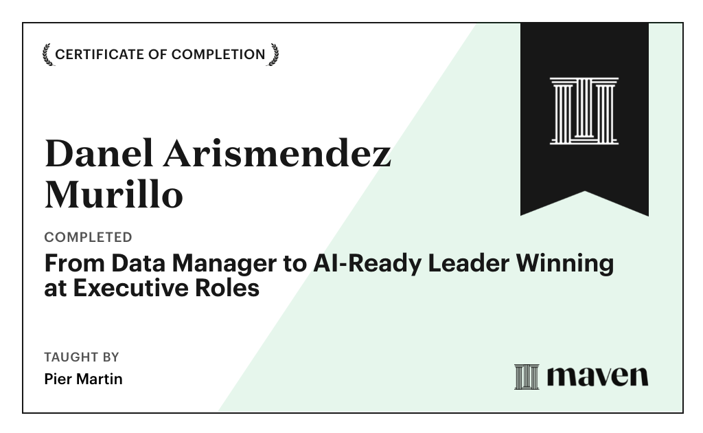 Certificate for From Data Manager to AI-Ready Leader Winning at Executive Roles