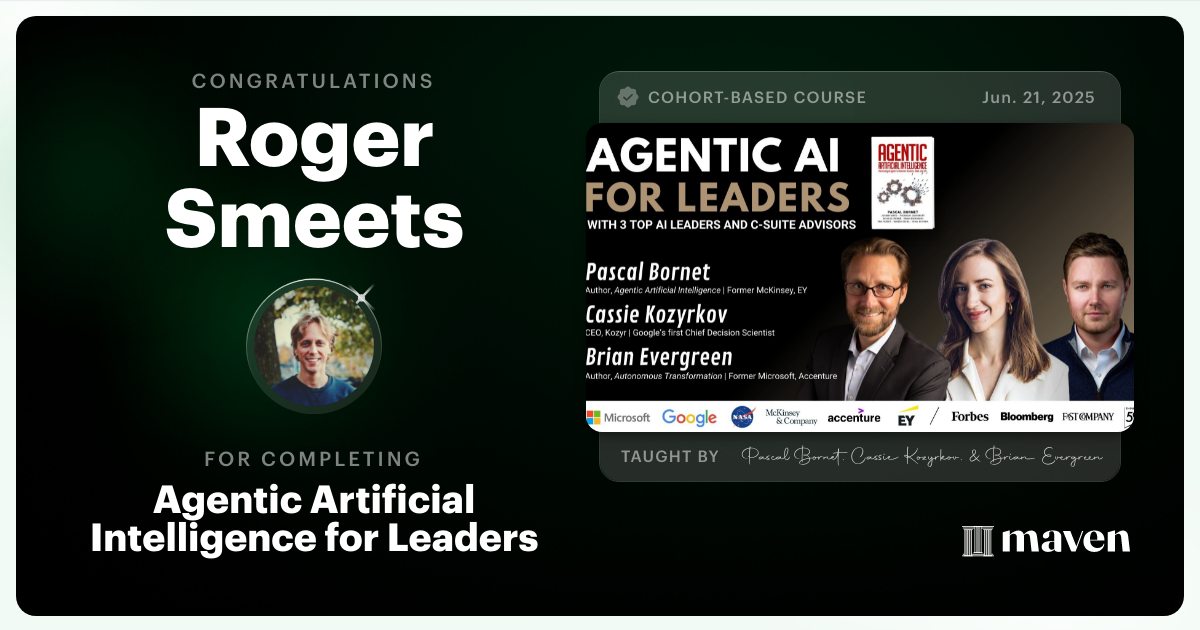 Certificate of Completion for Agentic Artificial Intelligence for Leaders