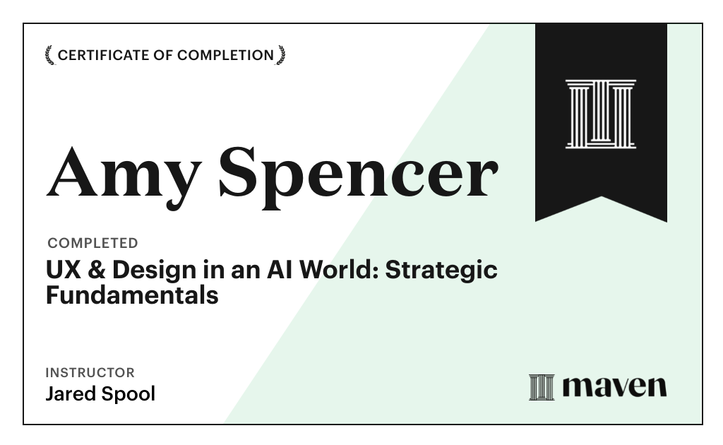 Certificate for UX & Design for Today's AI Functionality
