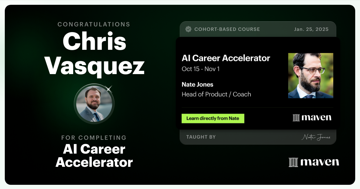 Certificate of Completion for AI Career Accelerator