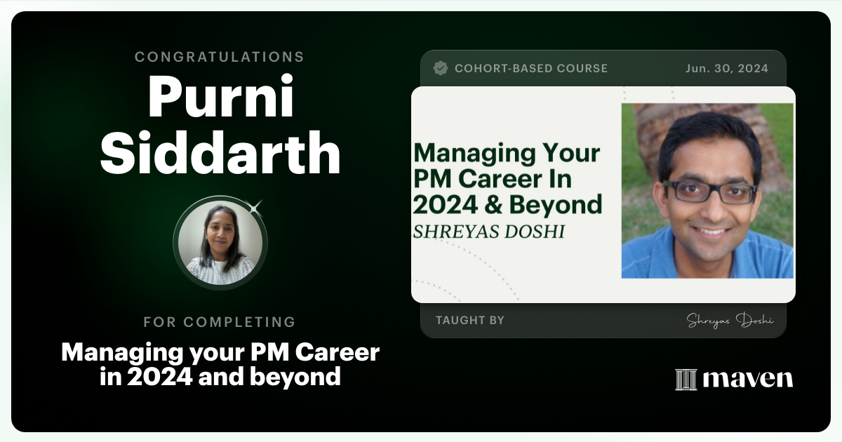 Certificate of Completion for Managing your PM Career in 2025 and beyond