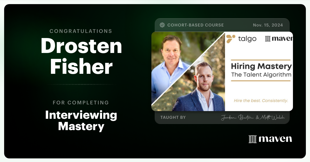 Certificate of Completion for Hiring Mastery