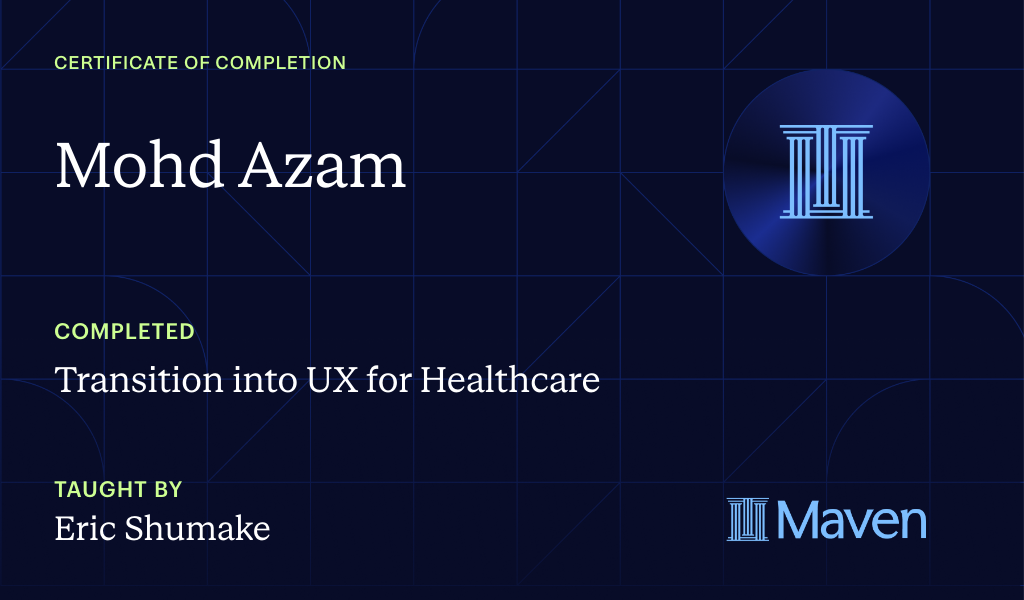 Certificate for Transition into UX for Healthcare