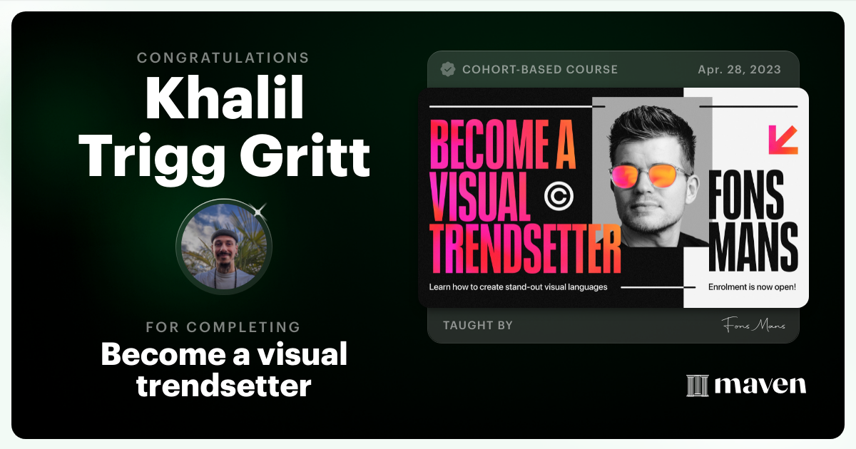 Certificate of Completion for Become a Visual Trendsetter