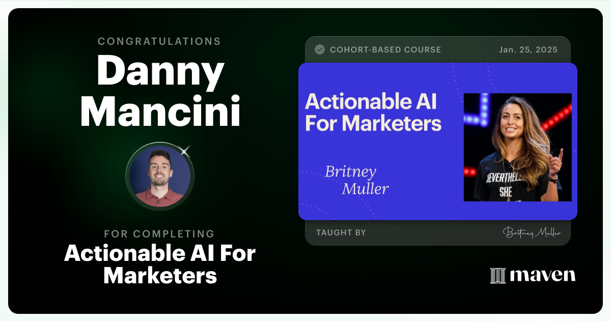 Certificate of Completion for Actionable AI For Marketers