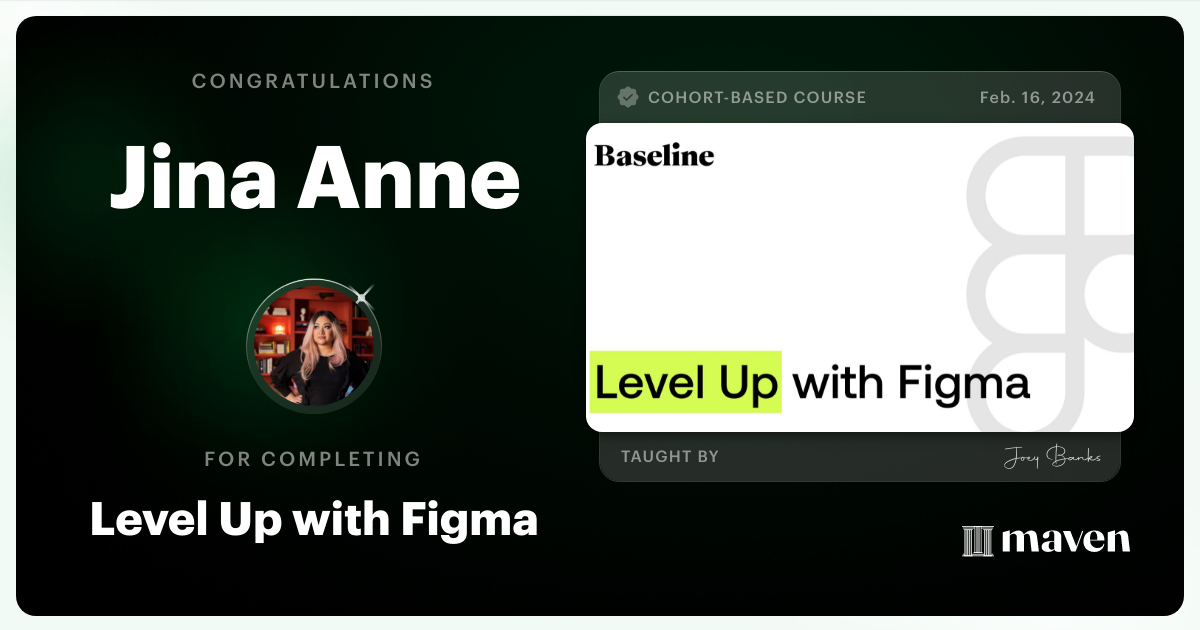 Certificate of Completion for Level Up with Figma