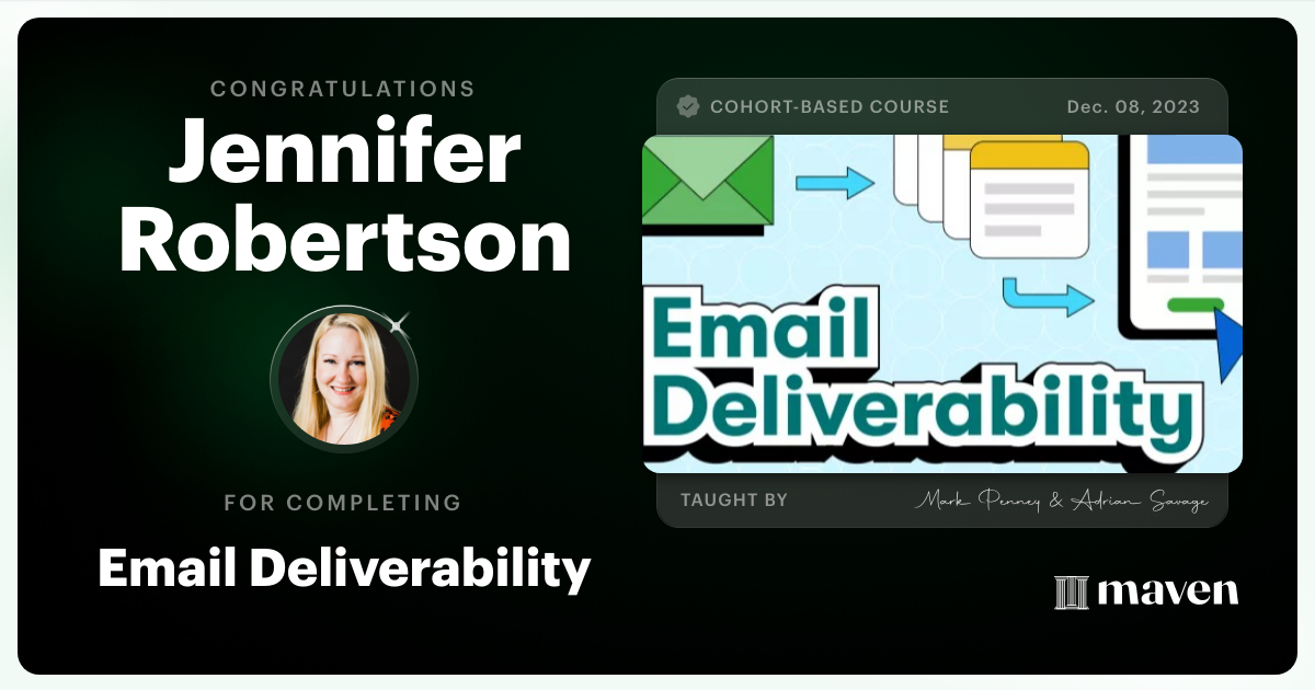 Certificate of Completion for Email Deliverability