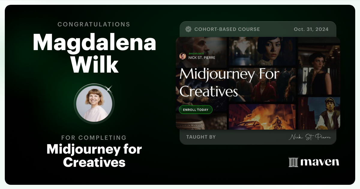 Certificate of Completion for Midjourney for Creatives