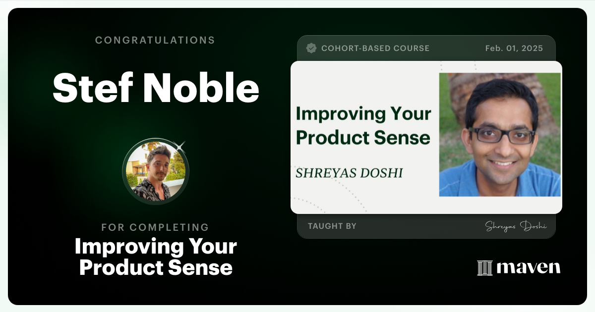 Certificate of Completion for World-class Product Sense in Practice