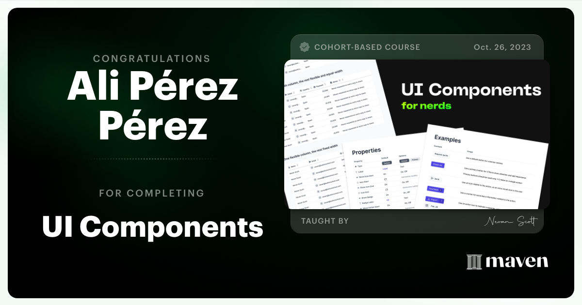 Certificate of Completion for UI Components