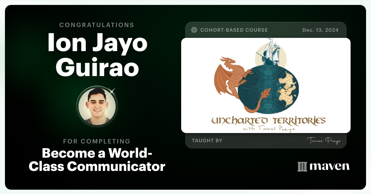 Certificate of Completion for Become a World-Class Communicator