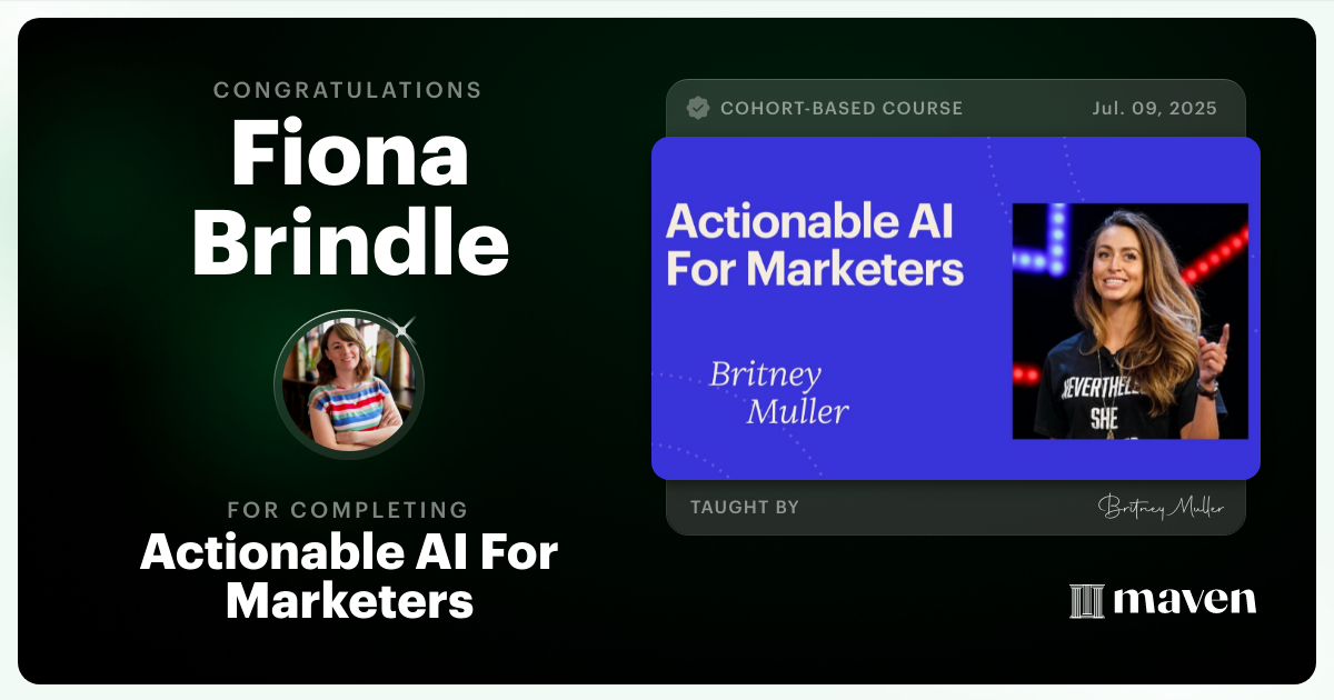 Certificate of Completion for Actionable AI For Marketers