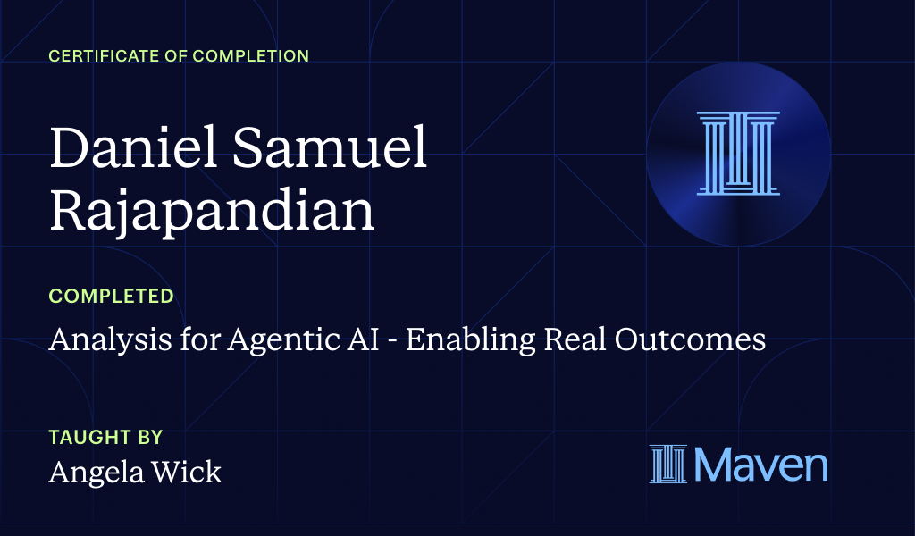 Certificate for Analysis Skills for Agentic AI