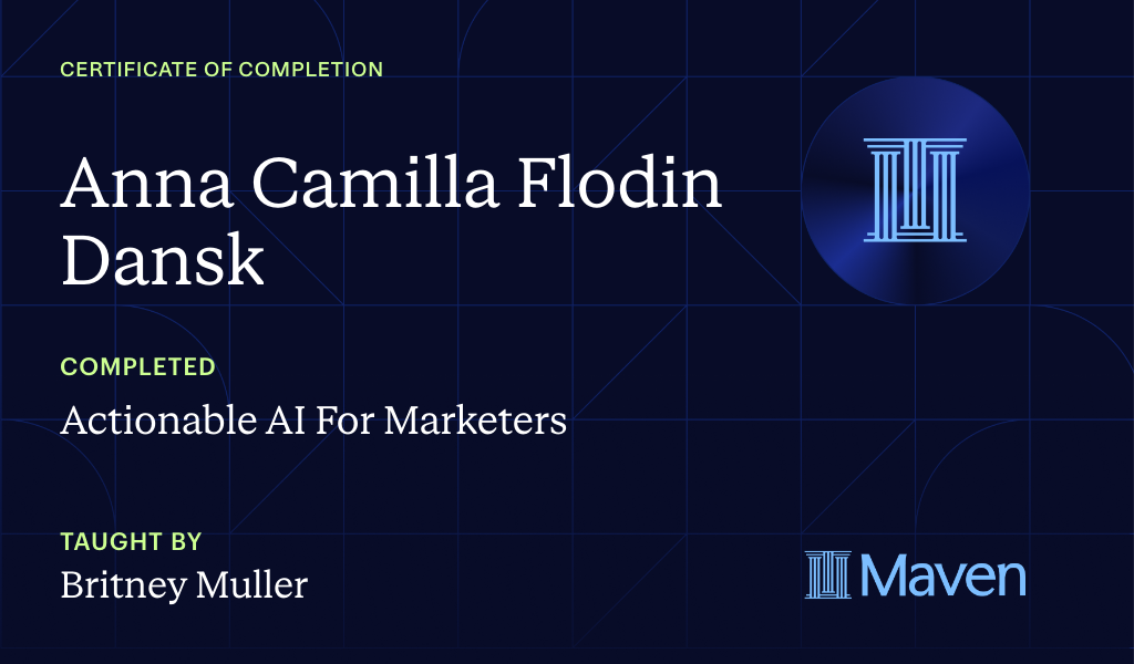 Certificate for Actionable AI For Marketers