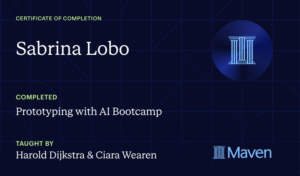 Certificate for Vibe Coding Bootcamp