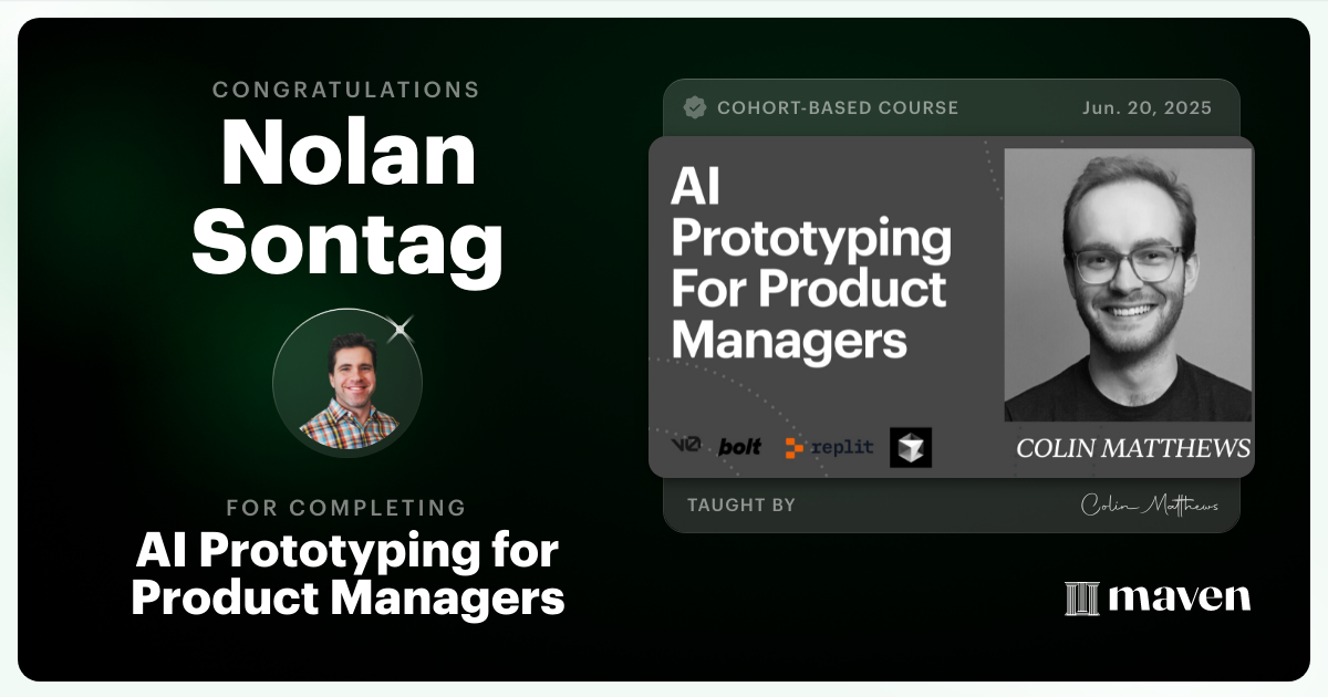 Certificate of Completion for AI Prototyping for Product Managers