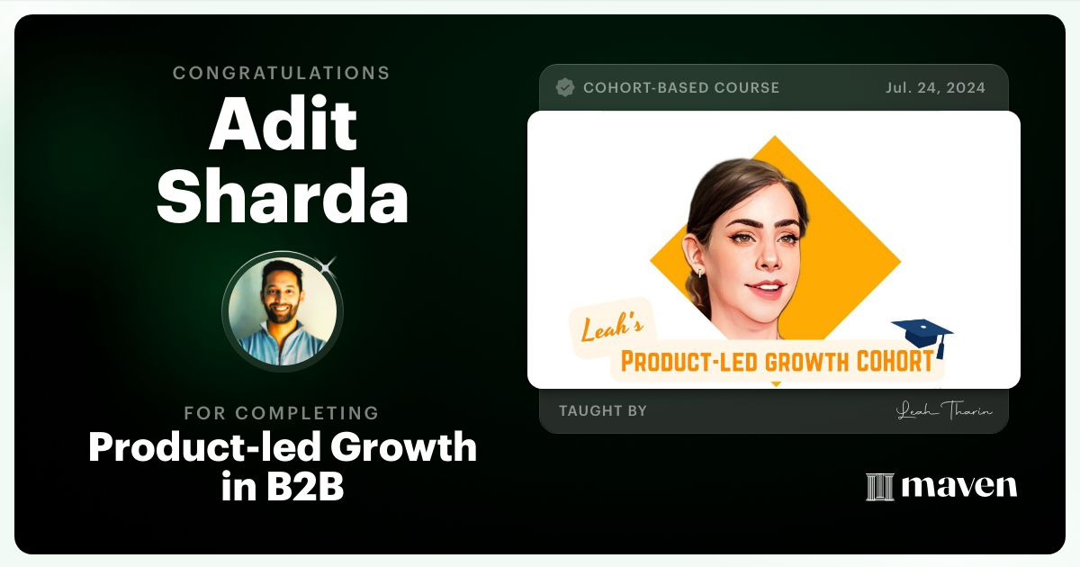 Certificate of Completion for Product-led Growth in B2B