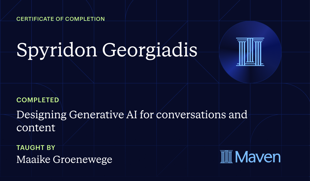 Certificate for Designing Generative AI for conversations and content