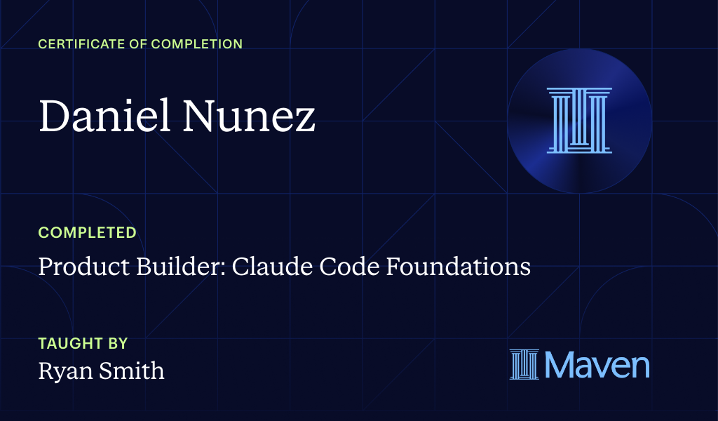 Certificate for Product Builder: Agentic AI for Product Managers