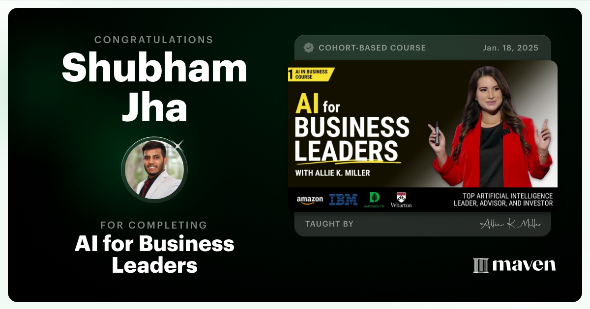 Certificate of Completion for AI for Business Leaders