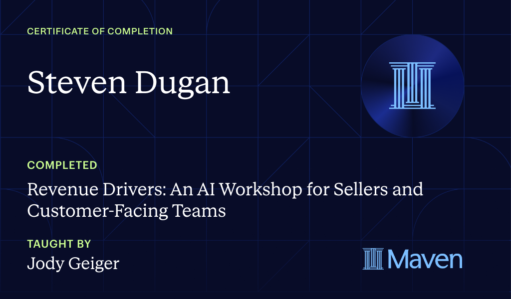 Certificate for AI in Sales: Build Agents and Workflows that Drive Revenue