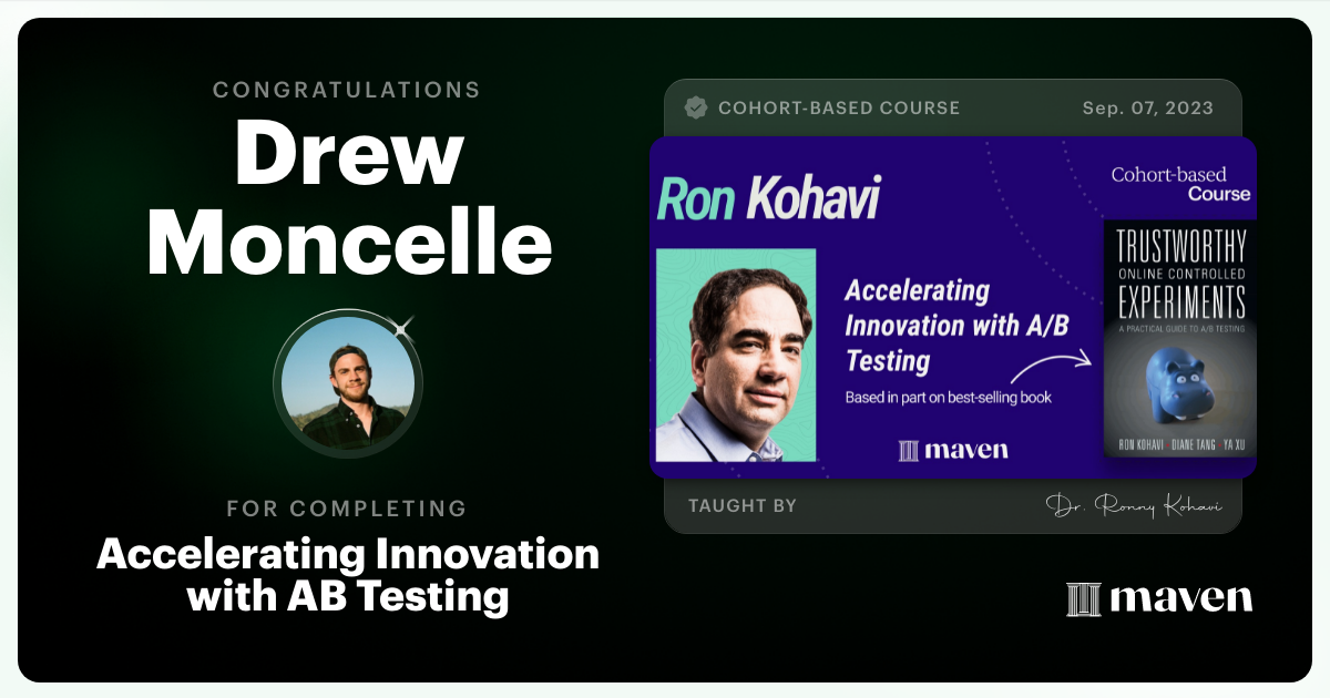 Certificate of Completion for Accelerating Innovation with A/B Testing