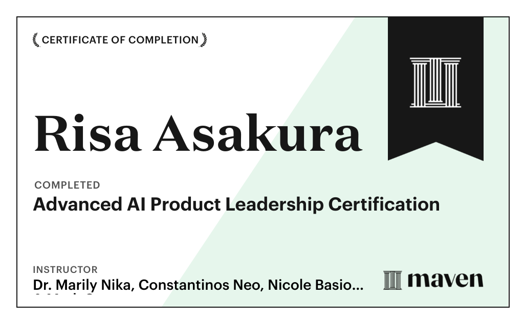 Certificate for Advanced AI Product Leadership Certification