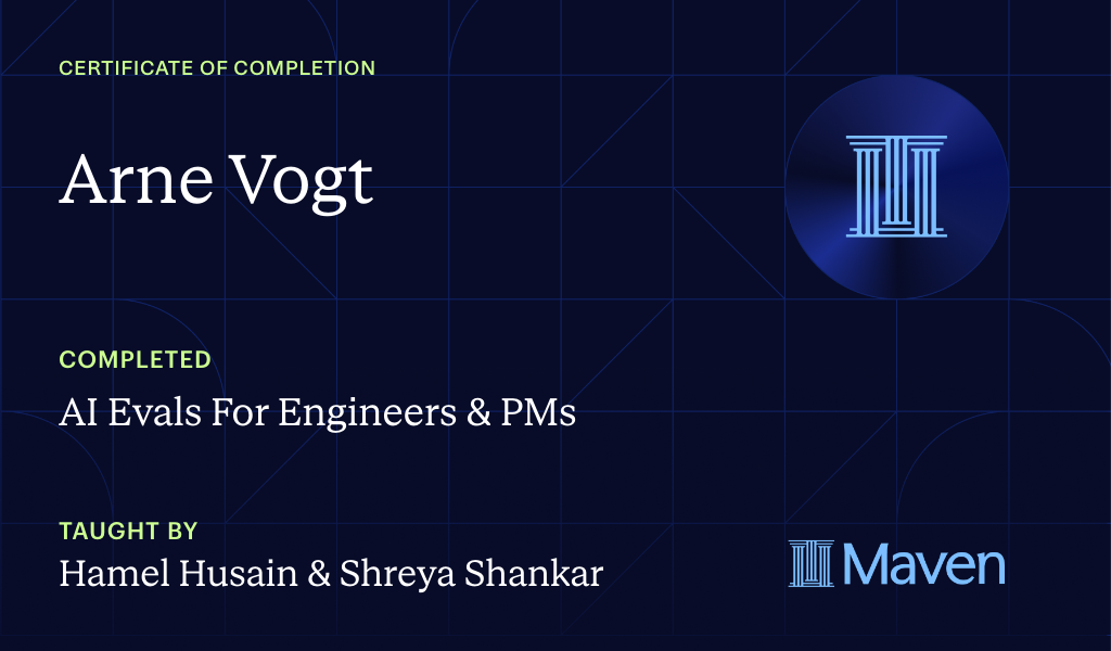 Certificate for AI Evals For Engineers & PMs