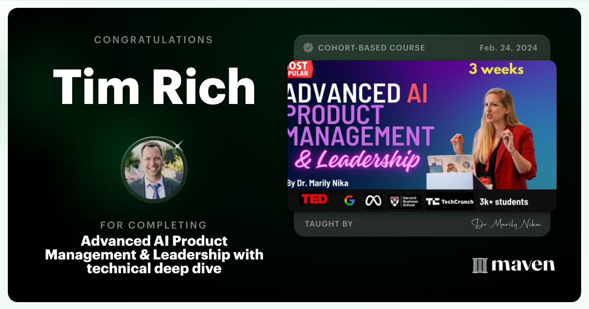 Certificate of Completion for Advanced AI Product Leadership Certification