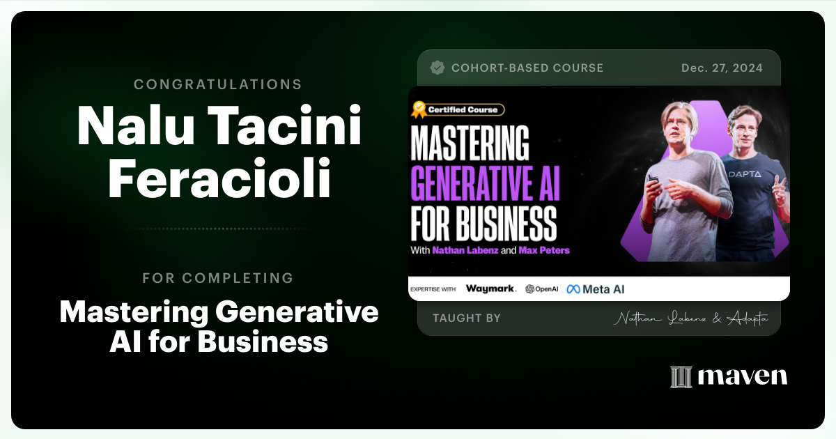 Certificate of Completion for Mastering Generative AI for Business