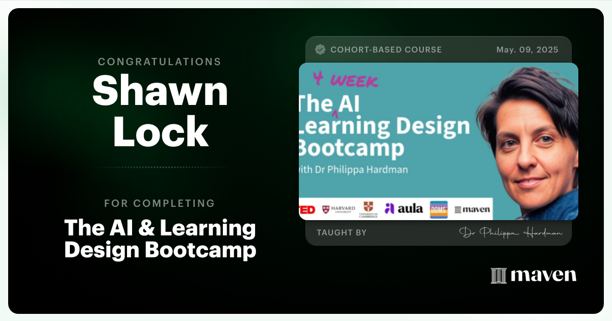 Certificate of Completion for The AI Bootcamp for L&D