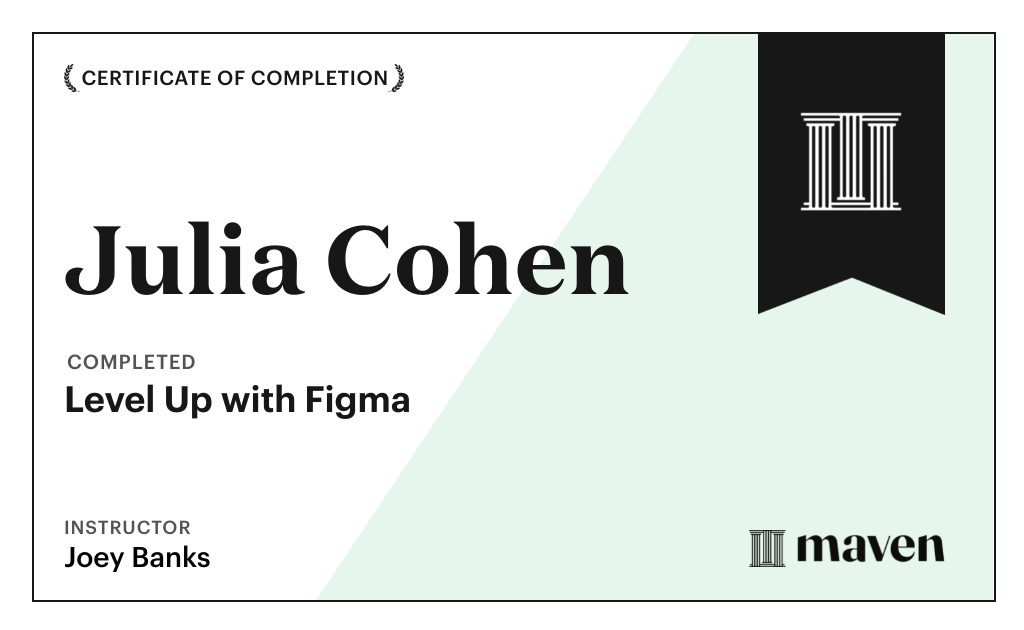 Certificate for Level Up with Figma