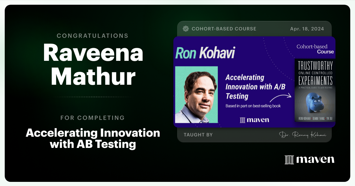 Certificate of Completion for Accelerating Innovation with A/B Testing
