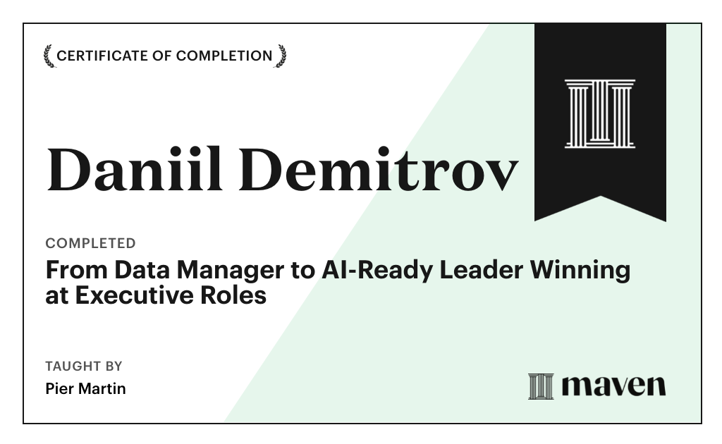 Certificate for From Data Manager to AI-Ready Leader Winning at Executive Roles