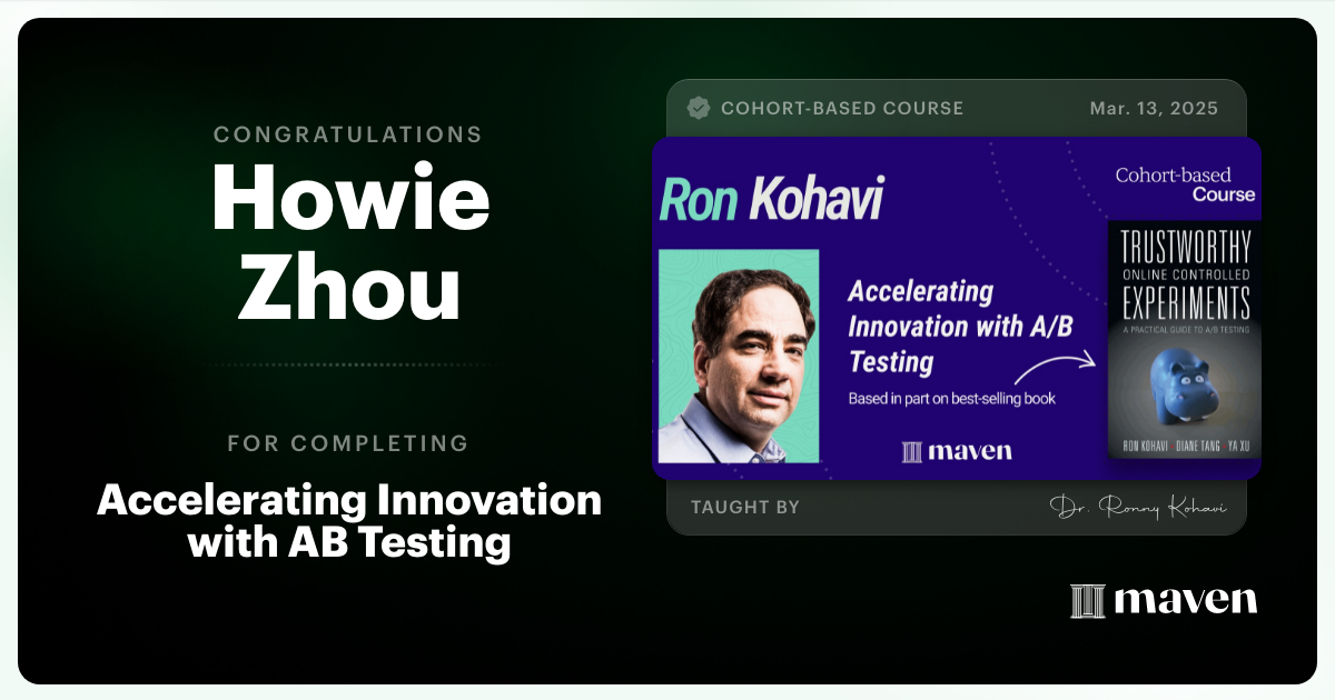 Certificate of Completion for Accelerating Innovation with A/B Testing