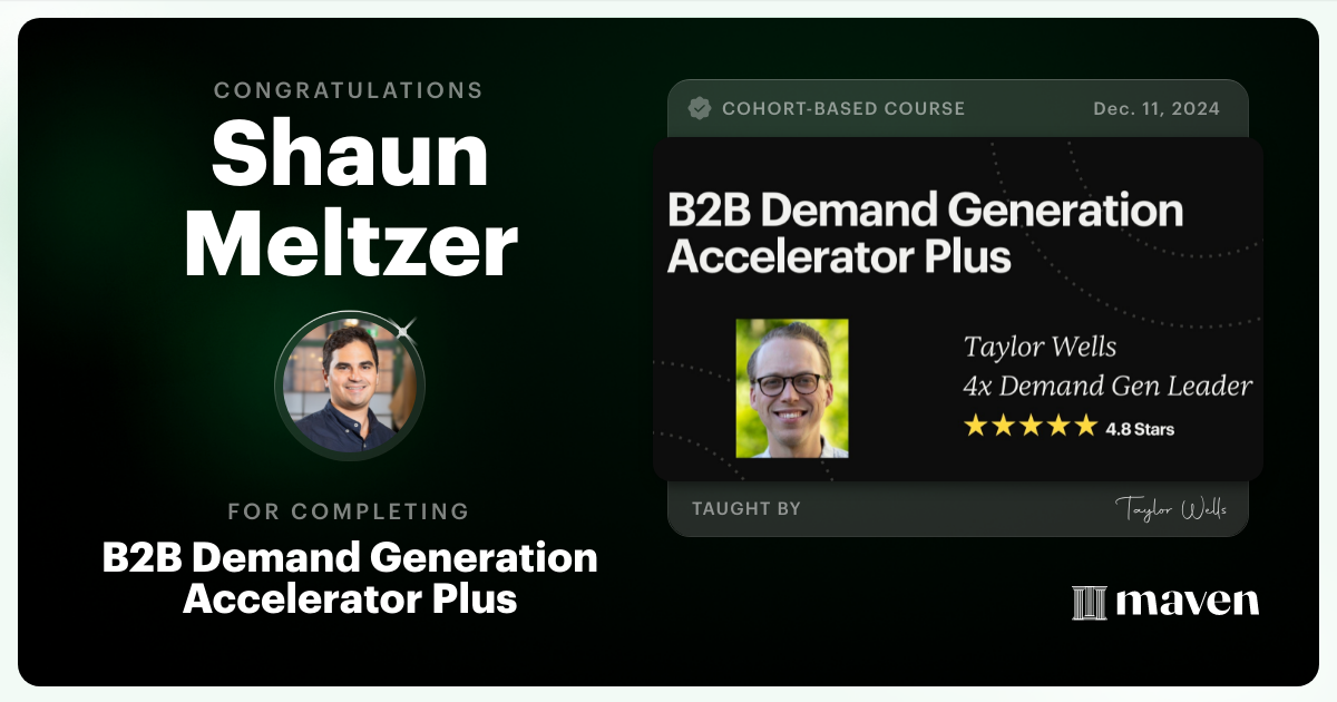 Certificate of Completion for B2B Demand Generation Accelerator