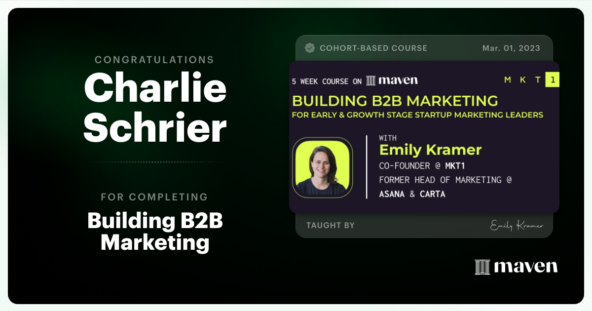 Certificate of Completion for Building B2B Marketing