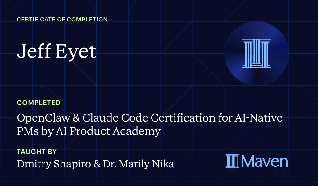 Certificate for OpenClaw & Claude Code Certification for AI-Native PMs by AI Product Academy