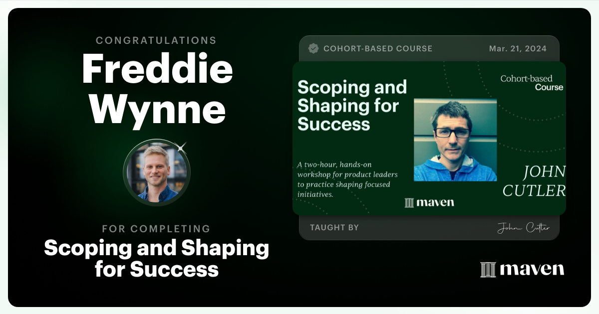 Certificate of Completion for Scoping and Shaping for Success