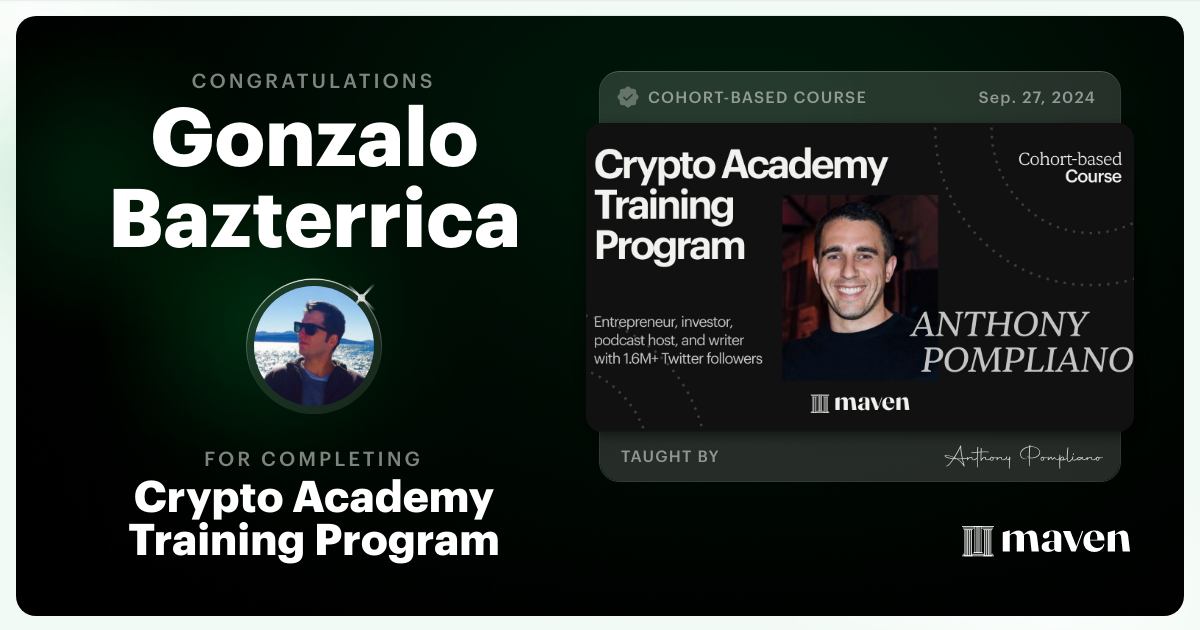 Certificate of Completion for Crypto Academy Training Program
