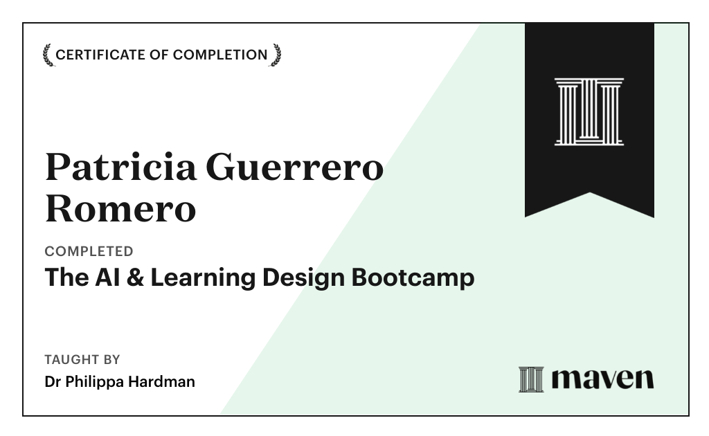 Certificate for The AI Bootcamp for L&D