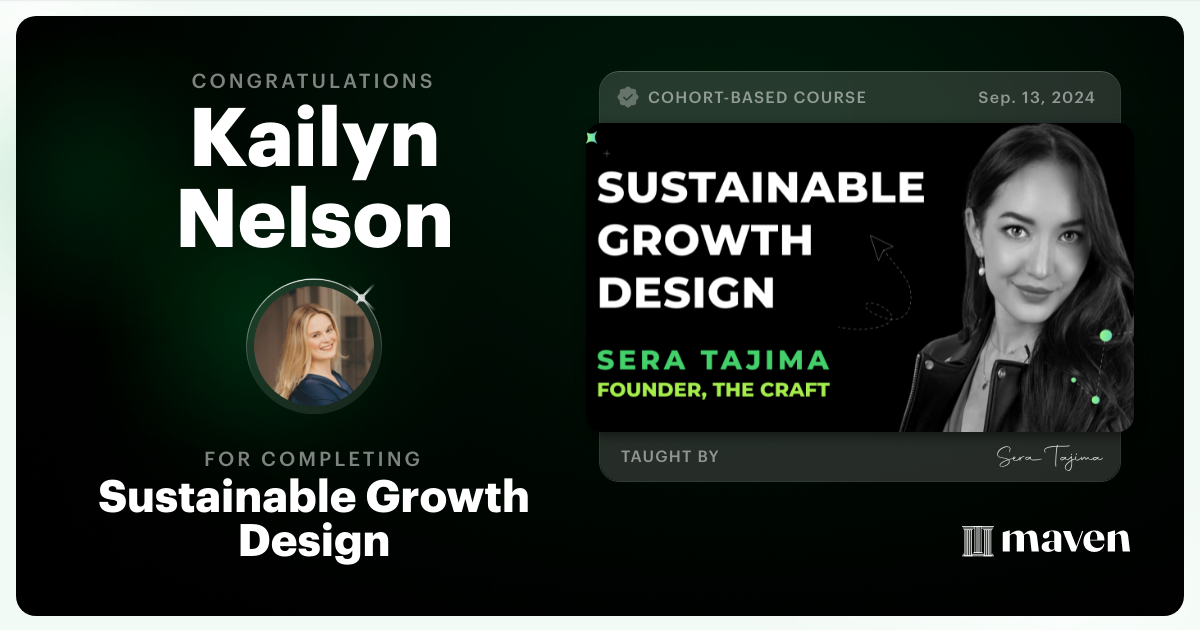 Certificate of Completion for Growth Design for a Sustainable Future