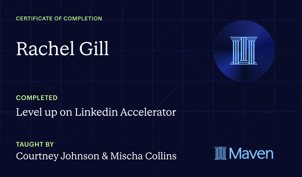 Certificate for Level up on Linkedin Accelerator