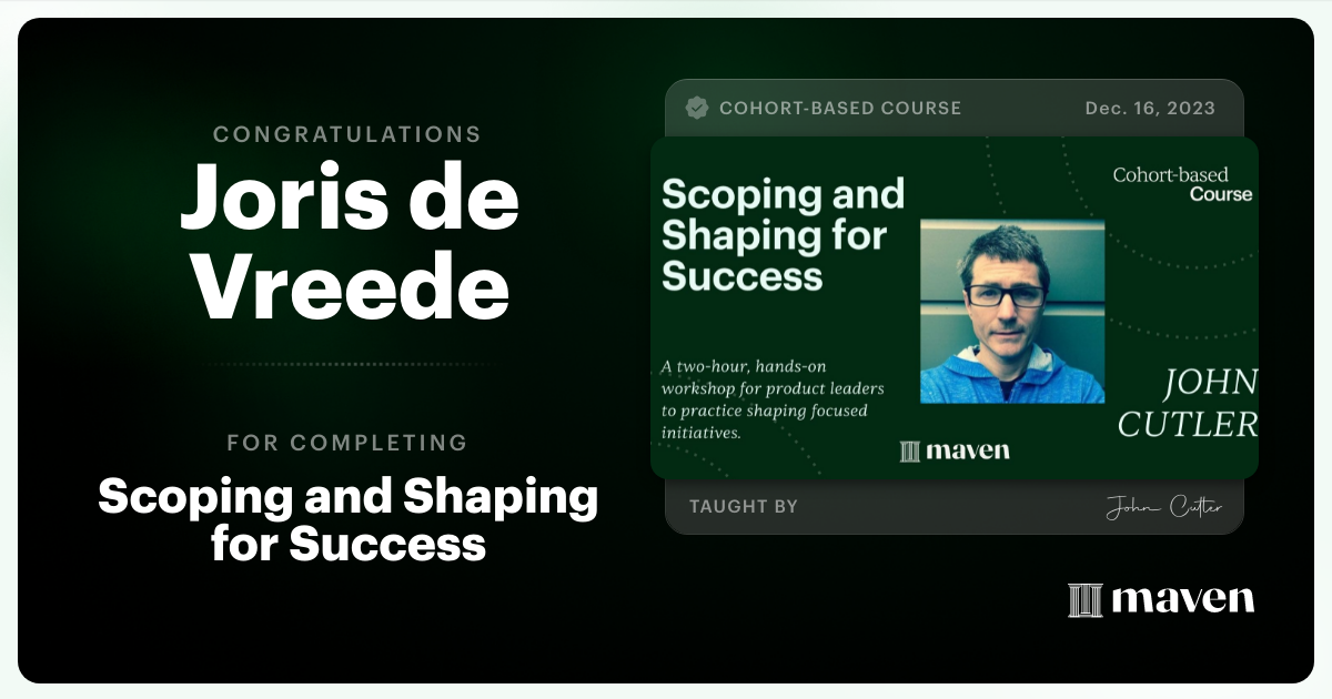 Certificate of Completion for Scoping and Shaping for Success