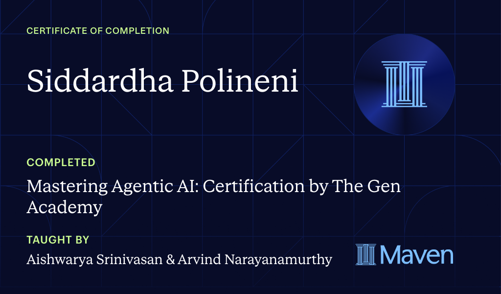 Certificate for Mastering Agentic AI: Certification by The Gen Academy