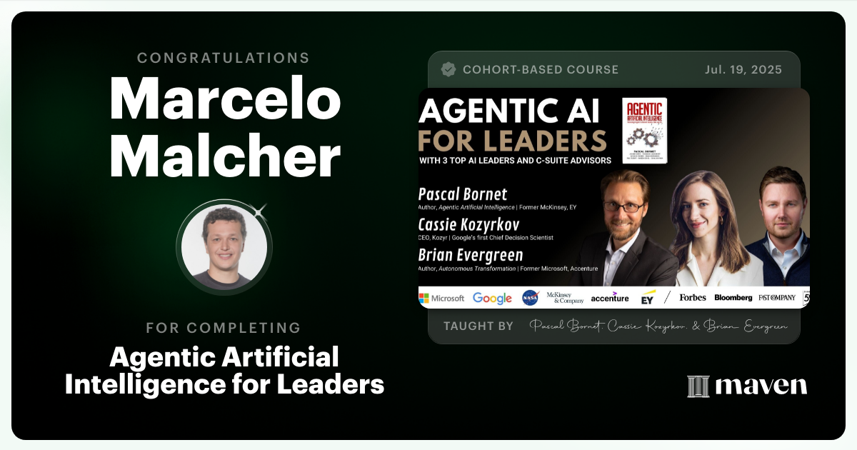 Certificate of Completion for Agentic Artificial Intelligence for Leaders