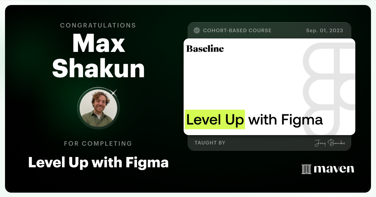 Certificate of Completion for Level Up with Figma