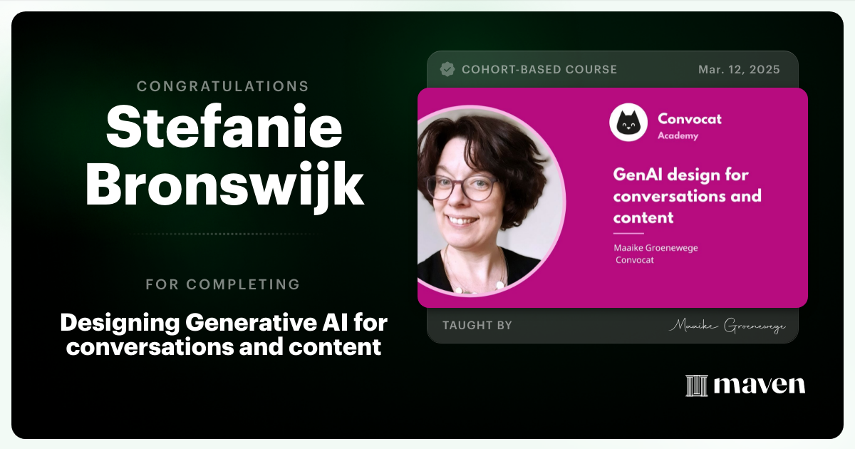 Certificate of Completion for Designing Generative AI for conversations and content