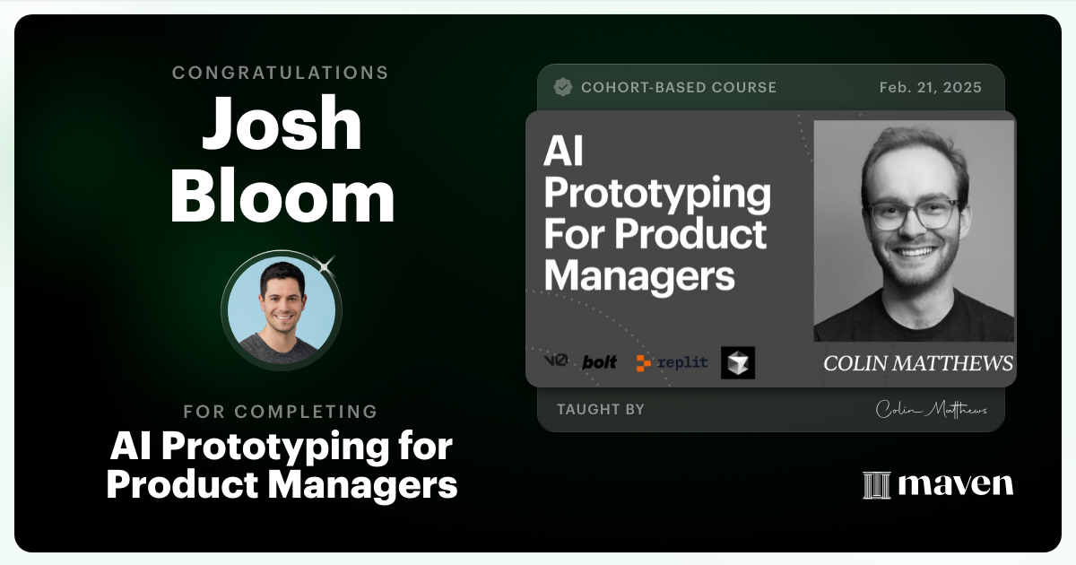 Certificate of Completion for AI Prototyping for Product Managers