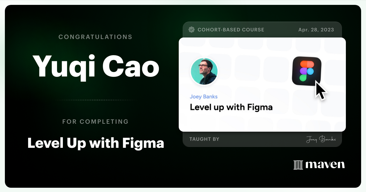 Certificate of Completion for Level Up with Figma